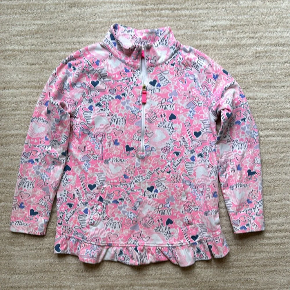 Lilly Pulitzer Girls 8-10 Skipper Popover Valentines Day Heart Print XL (12-14)